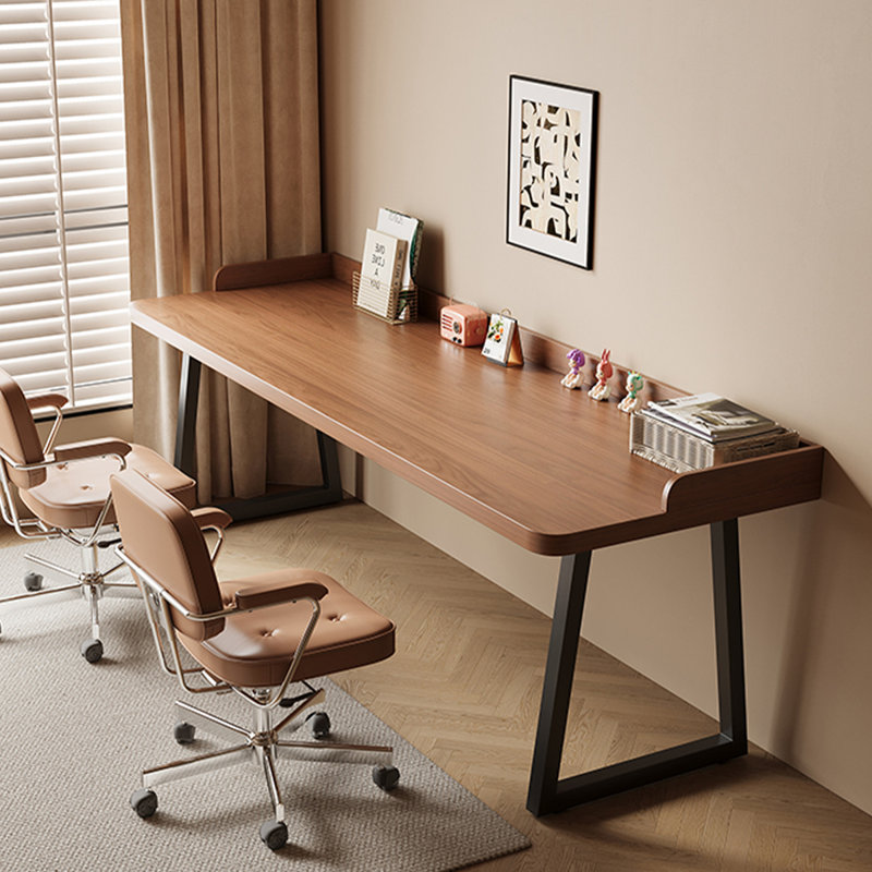 Bureau d'écriture rectangulaire en bois massif noir, Noir, H 29,53 po x l 62,99 po x P 27,56 po