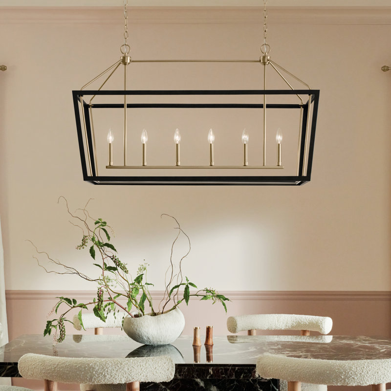 Lustre à 6 lumières Delvin, Noir / bronze champagne