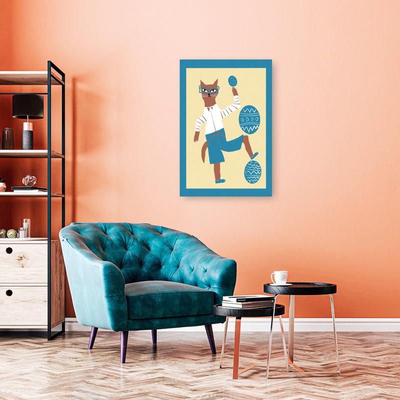 Impression d'art mural chat excentrique avec œufs de Pâques, 36" H x 24" W