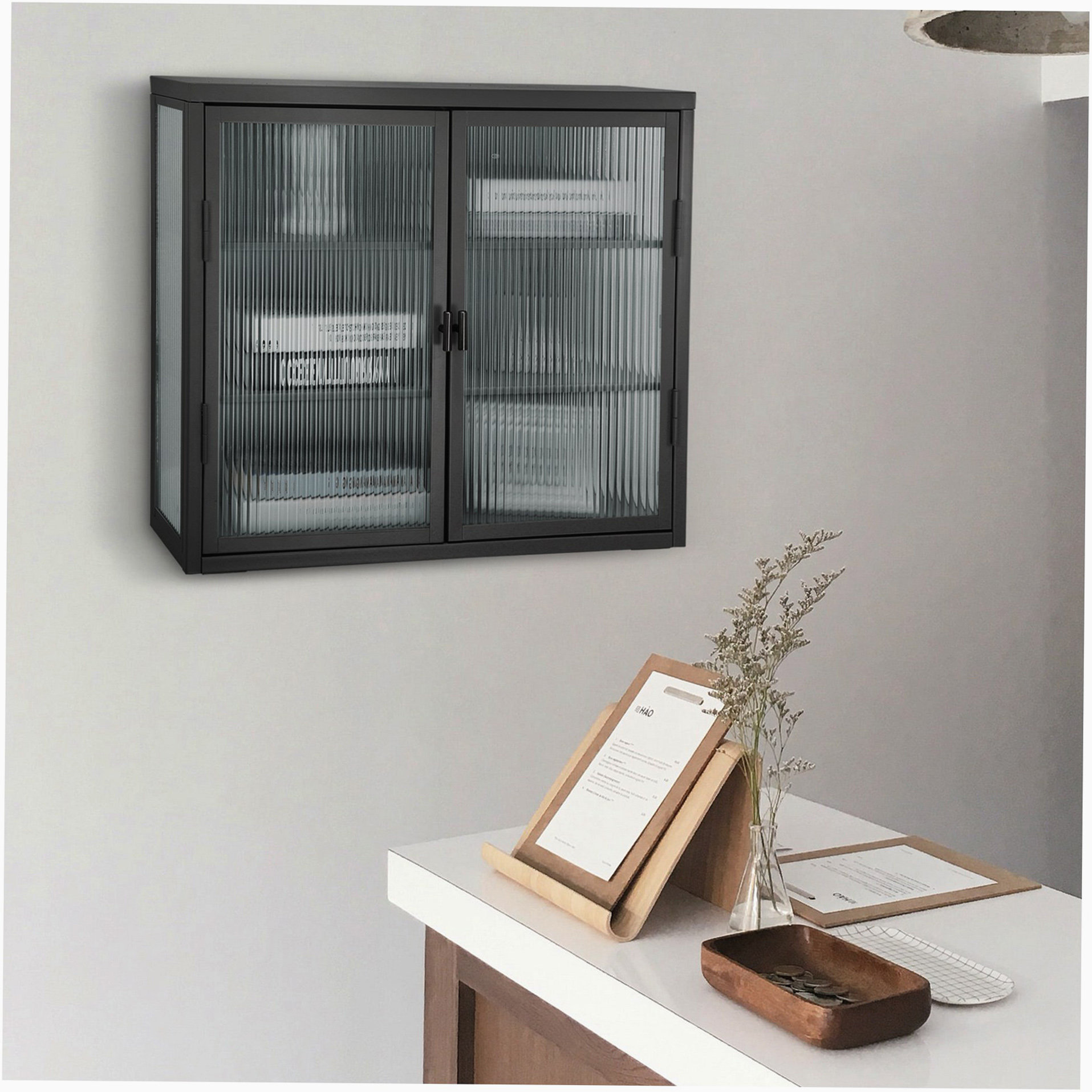 Latitude Run® Anmie Metal Wall Accent Cabinet, Glass Door With ...