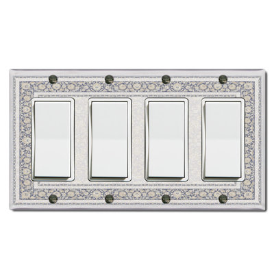 Rustic Gray Carpet Rug Print Nature Themed 4 - Gang Toggle Light Switch Standard Wall Plate