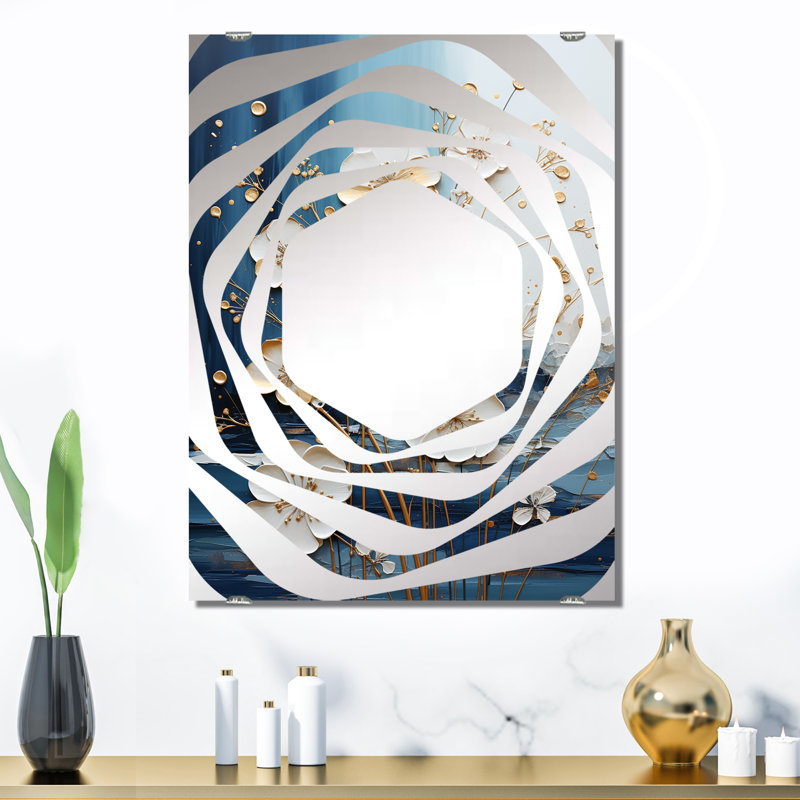 Feldspath - Miroir mural décoratif à fleurs MIR141743, 32 po x 24 po