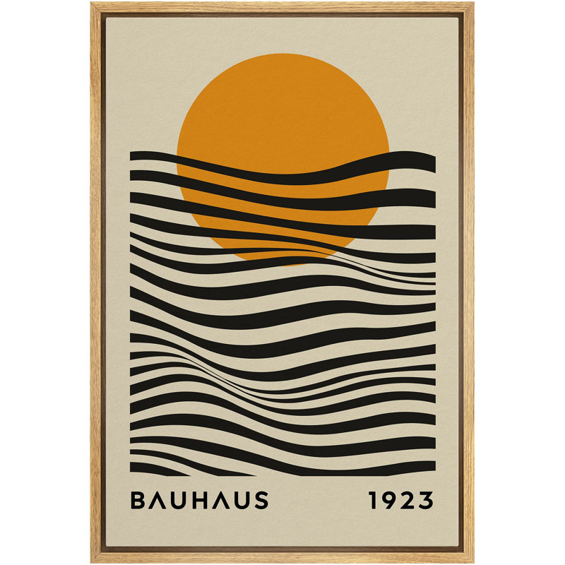 Abstrait, blocs de couleurs vibrantes, formes de vagues géométriques de style Mid-Century Bauhaus, Naturel, H 24 po x l 16 po