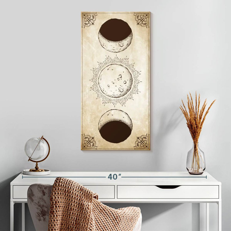 Phases de lune antiques, H 30 po x l 15 po