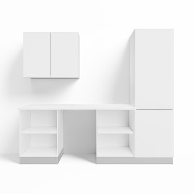 8 ft. Garage Office — 5-Piece, QuickAssemble 75 sec/box, White — Use for WFH or Hobby Studio