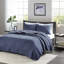 Bleu marine très grand / très grand lit - courtepointe réversible avec rembourrage en microfibre et en coton