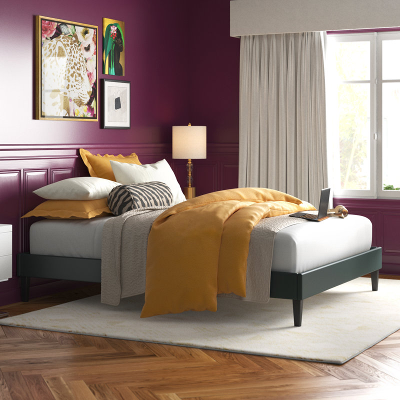 Tessie Bed Frame with Squared Tapered Legs, King, White