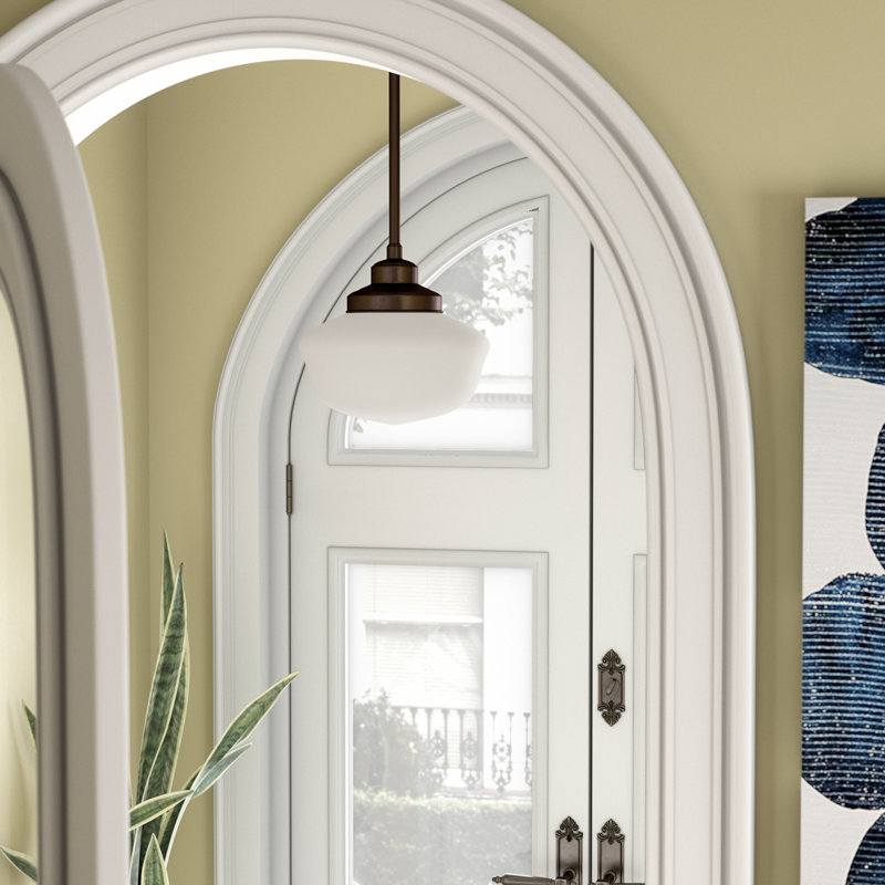 Wade Logan Belby Brushed Bronze With Opal Pendant Light, Brushed Bronze