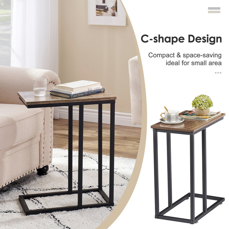 Camillie 24'' Tall C Table End Table, Gray Top/Gray Base