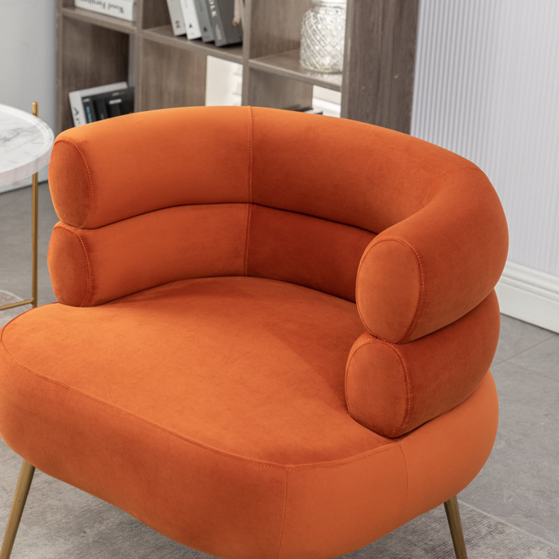 Fauteuil demi-tonneau l 30 po Demetrius, Velours orange