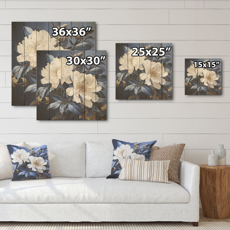 Minimalisme, bouquet de rhododendrons, art sur bois de pin naturel, H 36 po x l 36 po