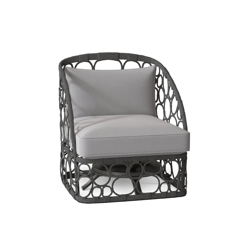 Bali Swivel Patio Chair with Cushions, Canvas Granite Sunbrella® Canvas, Lava