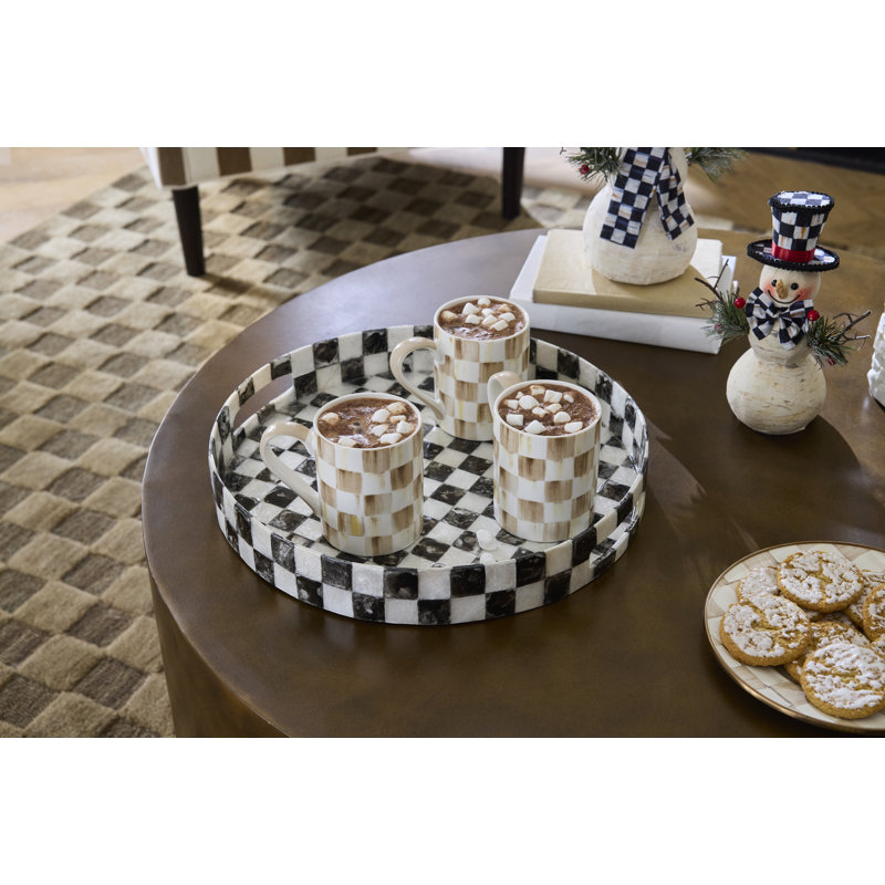 Check Porcelain Mug, Brown/White