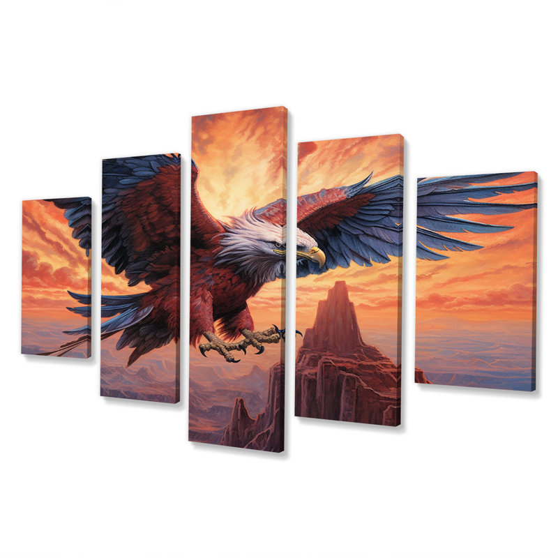 Décoration murale aigle - animaux - 5 panneaux