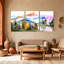 Paysage et nature, montagne, lac, automne, aquarelle, paysage, réflexion, oiseaux du ciel, ensemble de 3 impressions sur toile-1070856049