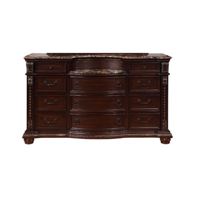 1pc Marble Top 11 Drawers Dresser