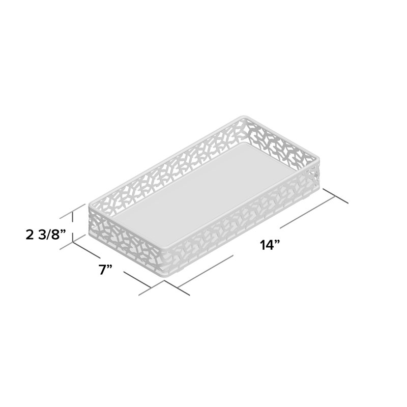 Satin Nickel Leaf Design Mirrored Vanity Tray