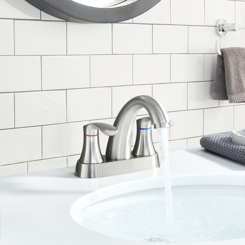 Centerset Faucet 2-handle Bathroom Vanity Faucet with Drain Assembly, Brushed Nickel