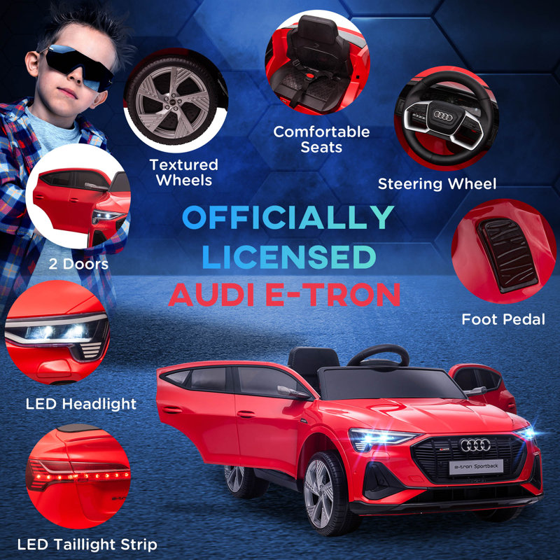 Red 12V Audi E-tron Sportback Kids Ride-On Car
