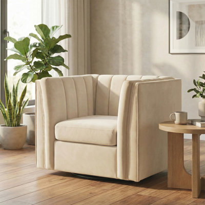 35.4'' Wide Upholstered Swivel Chair
