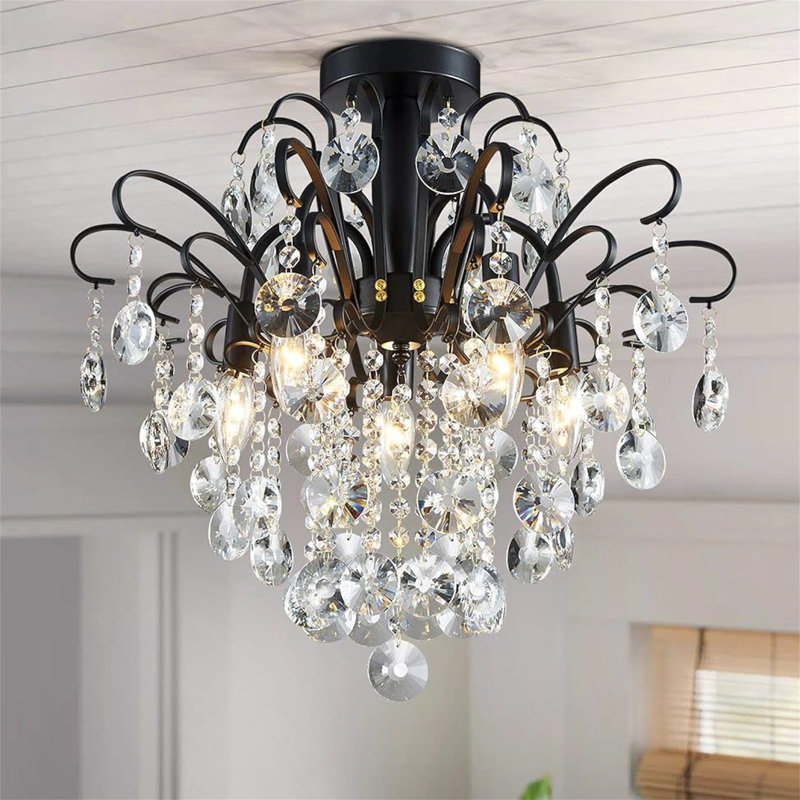 Fragoso Semi Flush Mount, Matt black/Silver Colors