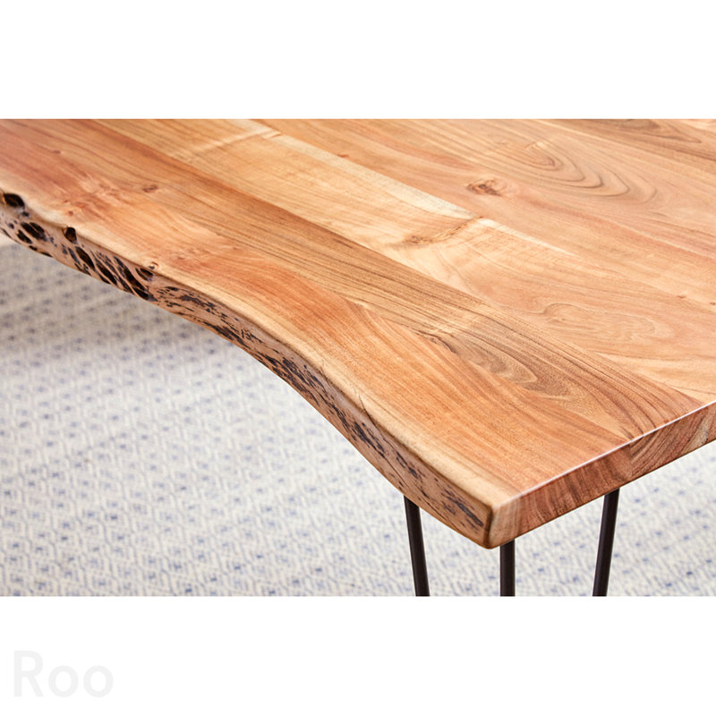 Table de salle à manger en acacia naturel avec bord vivant