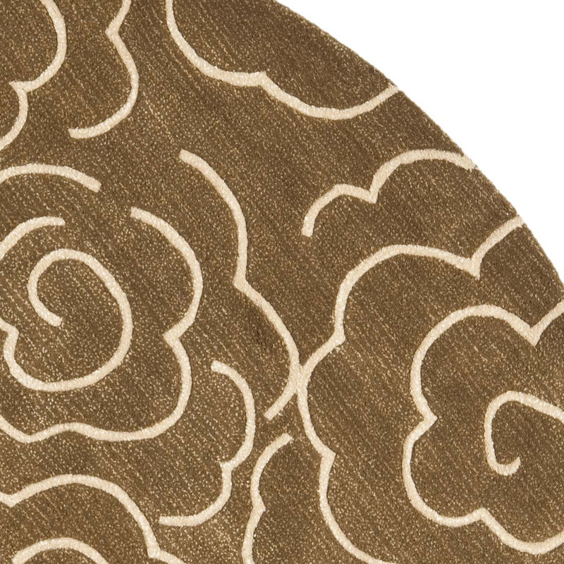 Tapis floral en laine et viscose touffeté à la main Soho, Rond 6 pi