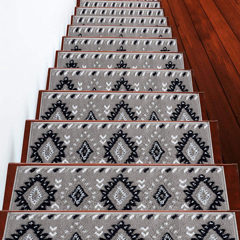 Tapis d'escalier intérieur antidérapant 9 "x 28" Risa, Marine