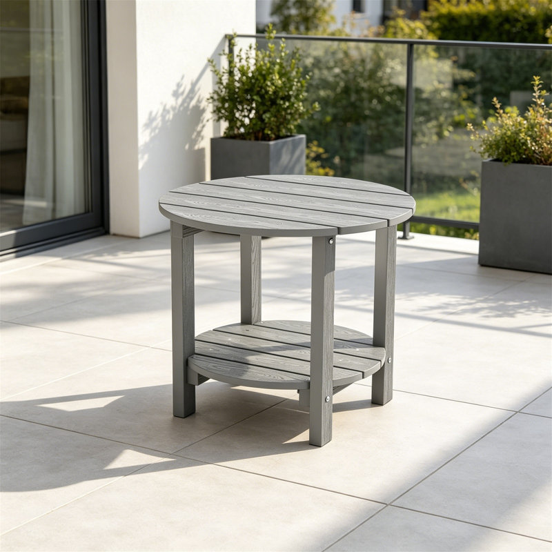 Ensemble de 2 tables d'appoint Adirondack en poly Lumber, gris, résistant aux intempéries, Gris, Mdf