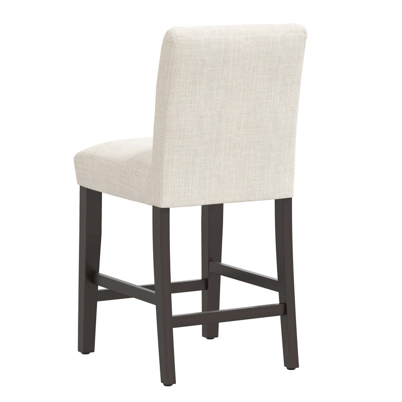 Tabouret de bar et de comptoir Hadrien, Lin classique talc, Tabouret de comptoir (siège d'une hauteur de 26 p, Crème