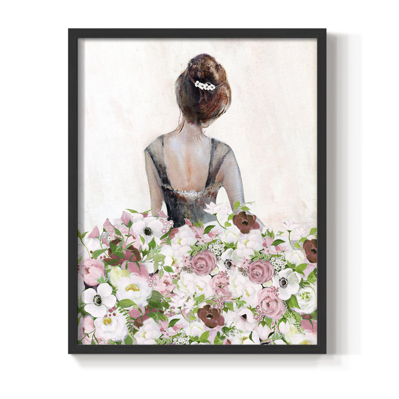 «Beautiful Floral Contemplation I», reproduction encadrée - bois massif, Noir, H 10 po x l 8 po