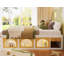 Queen Size Wooden Platform Bed With Bookshelf, Display Cabinet, Led Light And Drawer