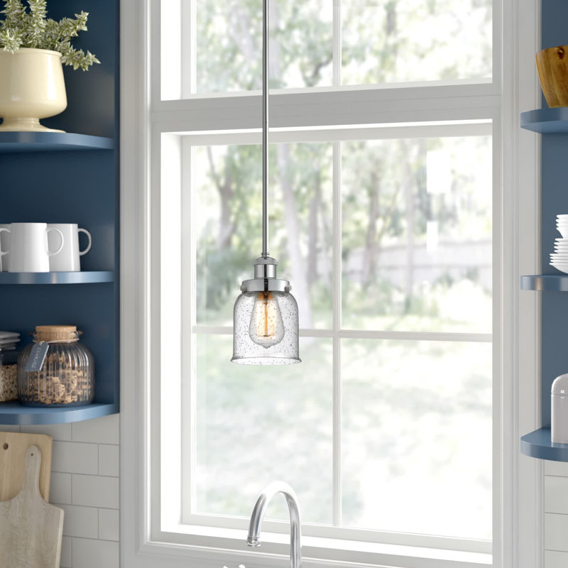 Mini luminaire suspendu à tige 5 po Ballston Urban Bell, Ampoule non incluse, Grainé, Chrome poli