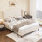 King Size Upholstered Wingback Platform Bed with Tall Headboard-White-1439986363-1441749360