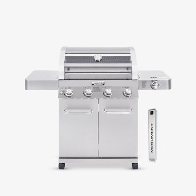 Barbecue au gaz convertible de 6 000 BTU avec brûleur latéral et boîte à fumée avec 4 brûleurs et 4 brûleurs Monument Grills 41847NG