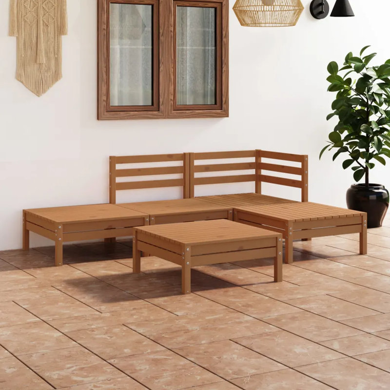 Valleria 5 Piece Sectional Seating Group, Honey Brown