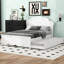 Full Size Wood Platform Bed With Headboard & Twin Trundle, White - No Box Spring, Long-Lasting Build Quality Long Lasting