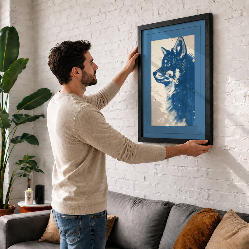 Splintered Fox Modern - Framed Print, Black, A3 - 42.0 x 29.7 cm