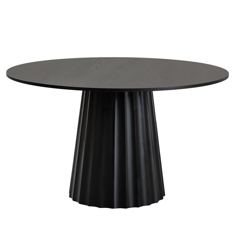 Solid Wood Dining Table Round Pedestal Kitchen Table, 30"H x 52"L x 52"W, Black