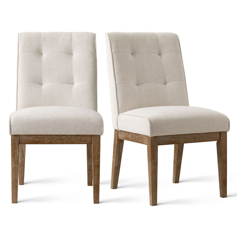 19.5" Seat Height Tweed Upholstered Kitchen Dining Chair, Beige