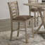 Ensemble de 2 chaises de salle à manger à hauteur de comptoir style campagnard rustique d'aspect vieilli en bois massif