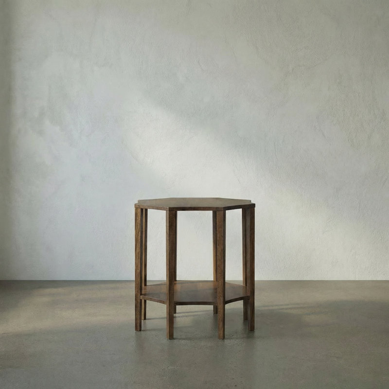 Ariana Solid Wood End Table, Dark Walnut
