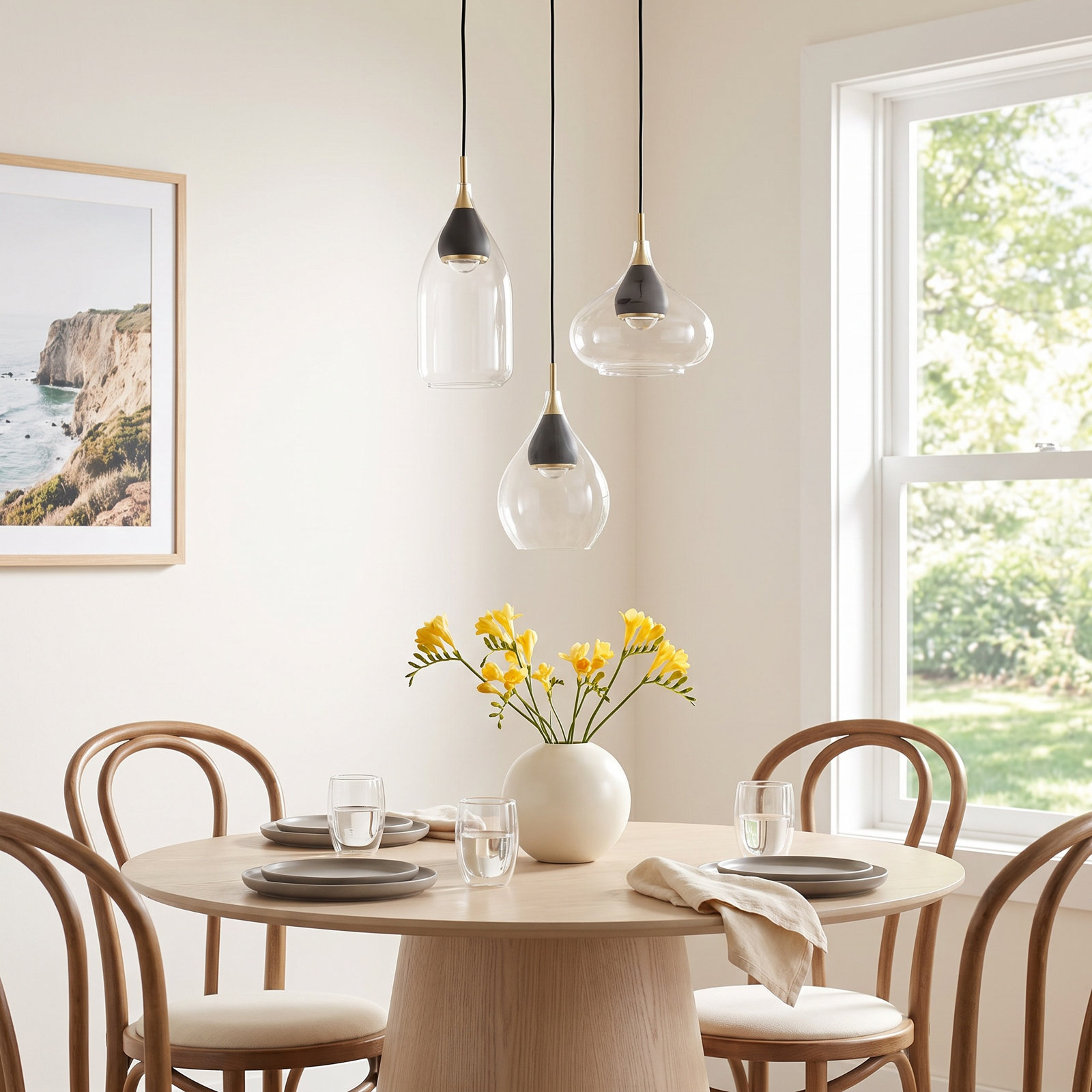 Demetra 3 Light Glass Dimmable LED Pendant
