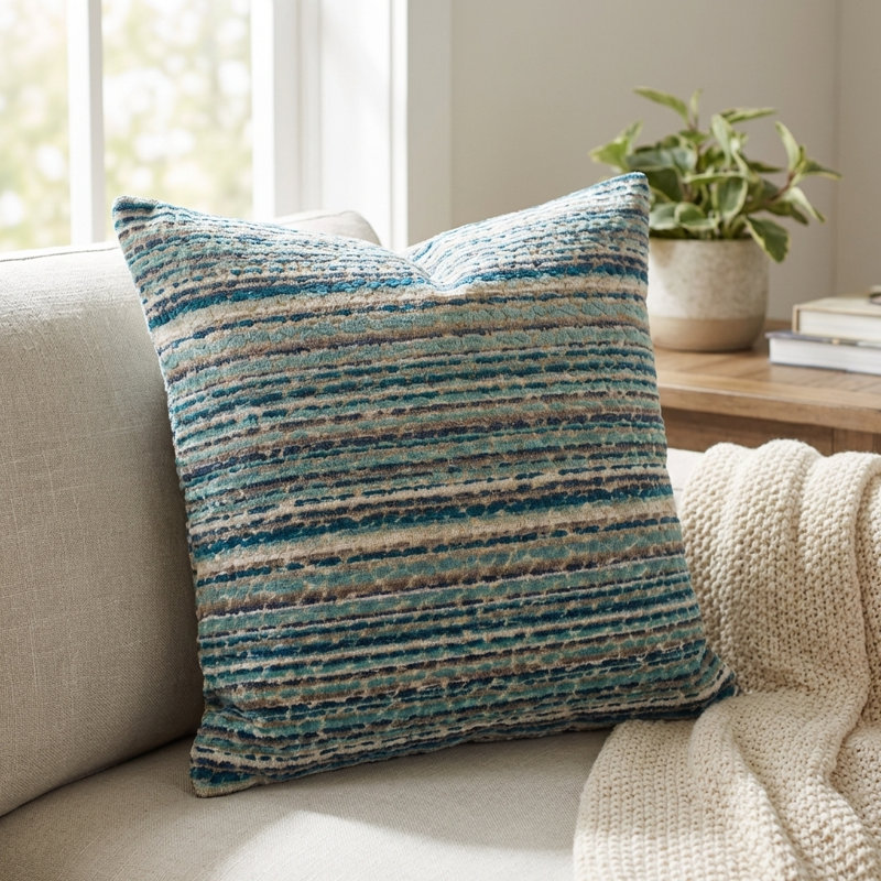 Coussin rayé à rayures, 20 po x 20 po