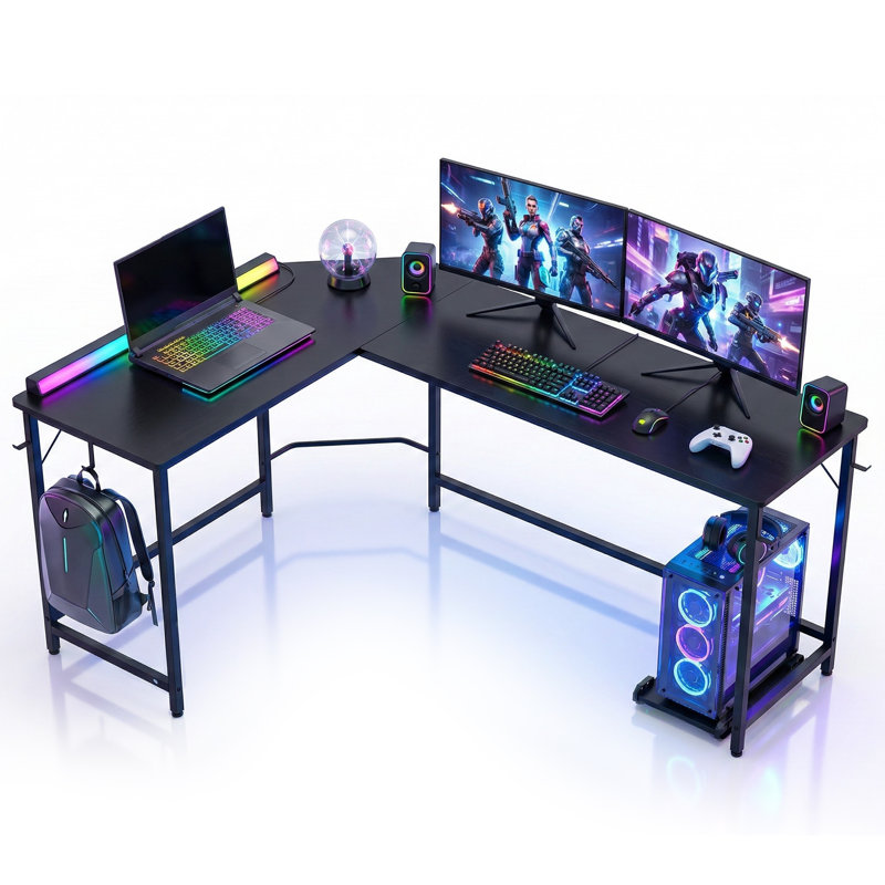 66IN L Shaped Corner Desk, Modern Large L Desk for Home Office & Gaming, Black