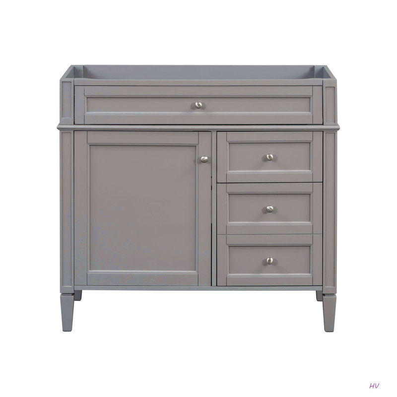 Meuble-lavabo de 36 po sans lavabo supérieur, armoire de rangement moderne avec 2 tiroirs et un tiroir basculant, structure en bois massif