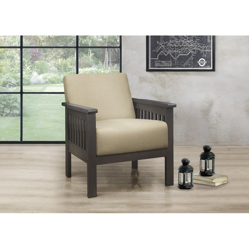 Hargaden Upholstered Armchair, Light Brown Polyester