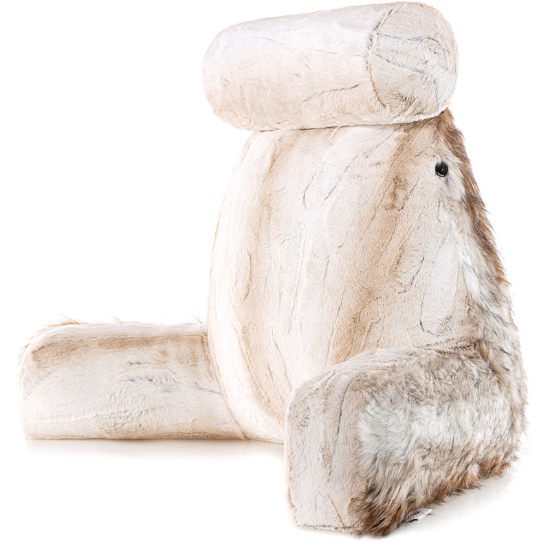 Housse de coussin en fausse fourrure, Coyote, 32 po x 16 po
