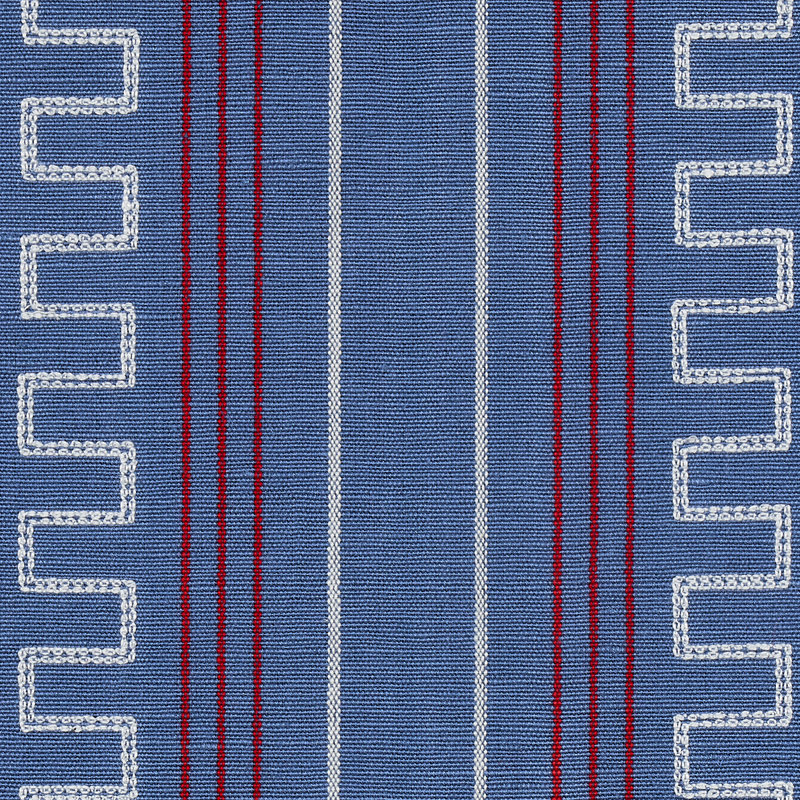 Schumacher x Mary McDonald Greco Stripe Fabric, Navy