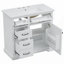 Meuble-lavabo mural flottant avec dessus en pierre frittée, lavabo en céramique et portes doubles en sergé, solution de rangement durable et élégante-118401308